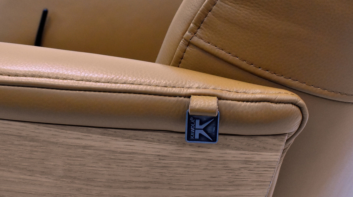 KAWOLA Relaxsessel VANITAS Drehsessel Leder cognac mit Hocker