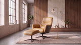 KAWOLA Relaxsessel VANITAS Drehsessel Leder cognac mit Hocker