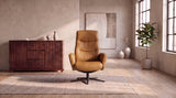 KAWOLA Relaxsessel VANITAS Drehsessel Leder cognac mit Hocker