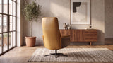 KAWOLA Relaxsessel VANITAS Drehsessel Leder cognac mit Hocker