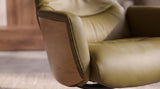 KAWOLA Relaxsessel VANITAS Drehsessel Leder olivgrün mit Hocker