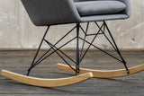 KAWOLA Schaukelstuhl Stella Schaukelsessel Esszimmerstuhl Stoff grau