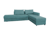 KAWOLA Schlafsofa IDA Sofa Boxspringbett Stoff petrol mit Topper