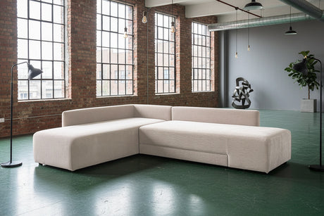 KAWOLA Schlafsofa SADIRA Ecksofa Cord cremeweiß