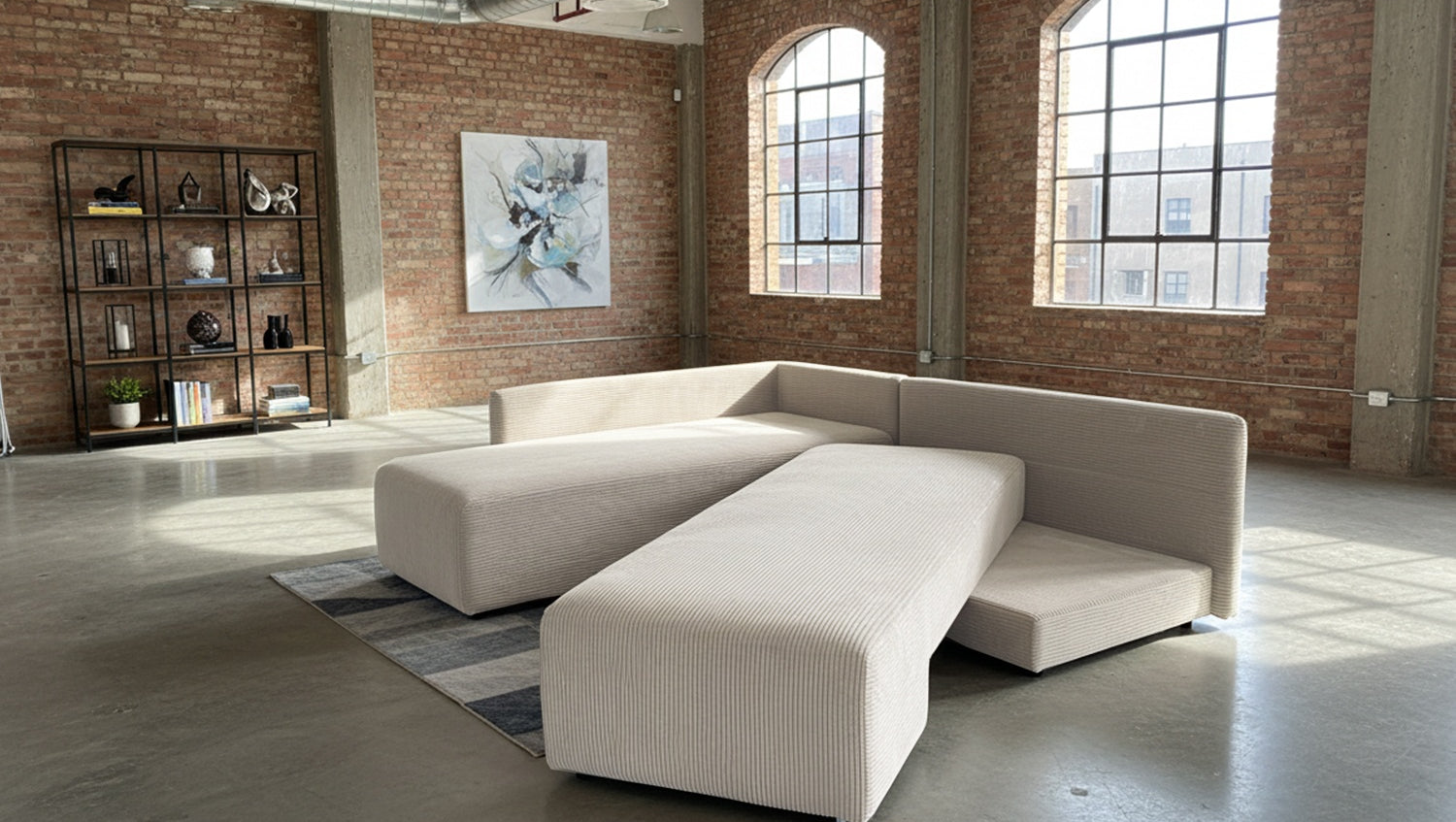 KAWOLA Schlafsofa SADIRA Ecksofa Cord cremeweiß