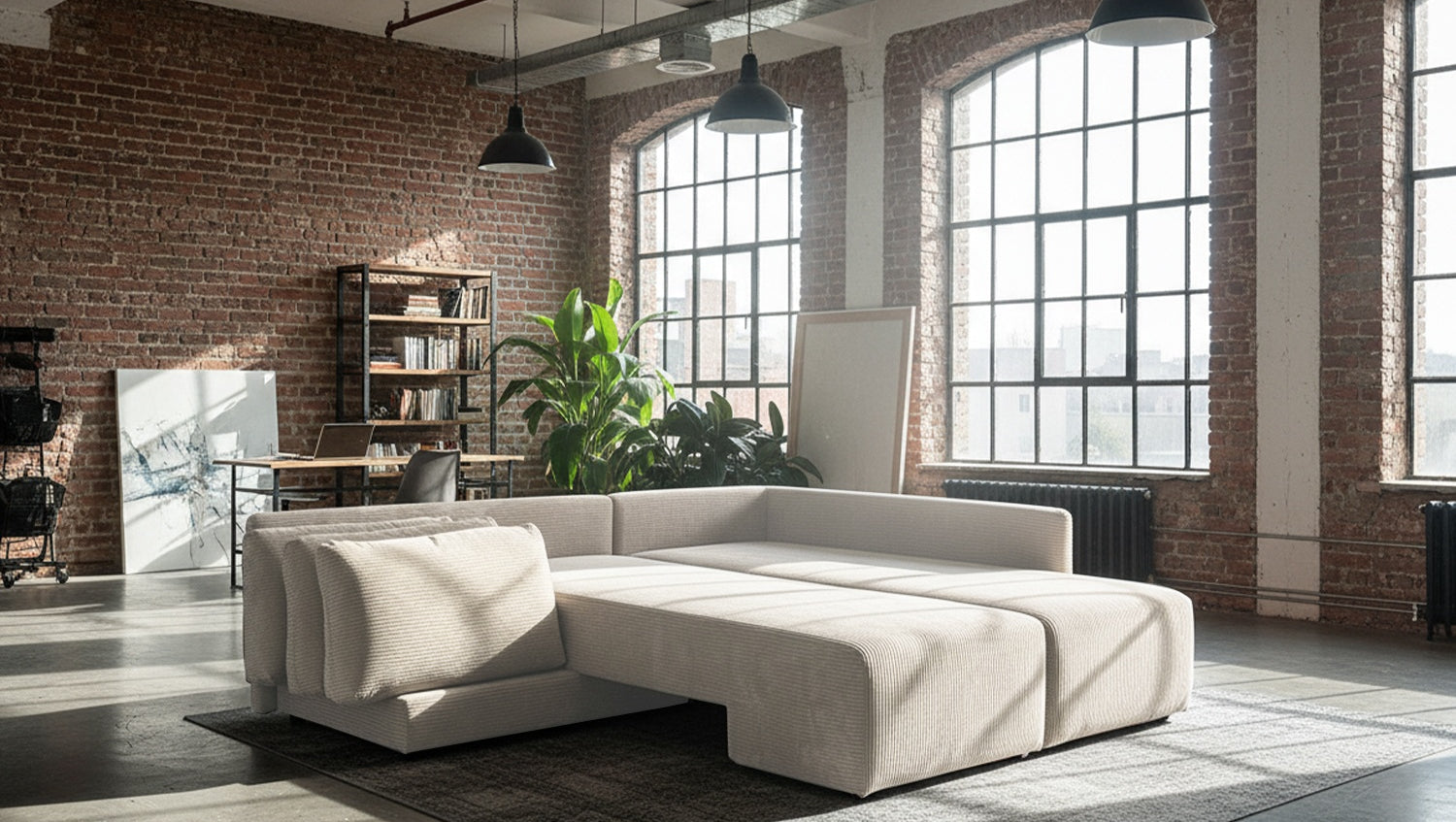 KAWOLA Schlafsofa SADIRA Ecksofa Cord cremeweiß