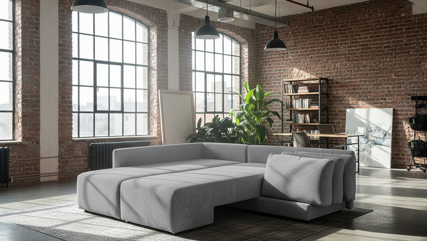 KAWOLA Schlafsofa SADIRA Ecksofa Cord grau
