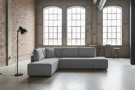 KAWOLA Schlafsofa SADIRA Ecksofa Cord grau, Links