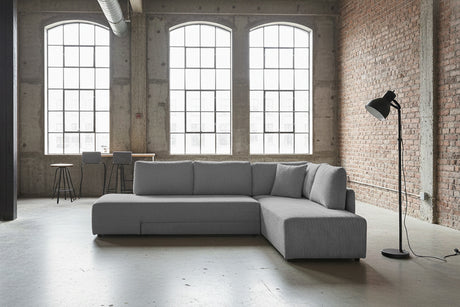 KAWOLA Schlafsofa SADIRA Ecksofa Cord grau, Rechts