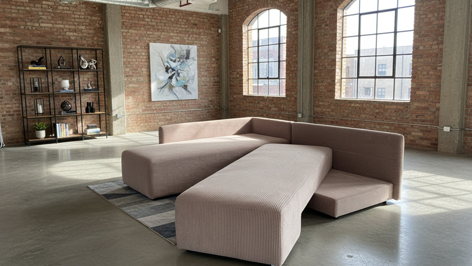 KAWOLA Schlafsofa SADIRA Ecksofa Cord taupe