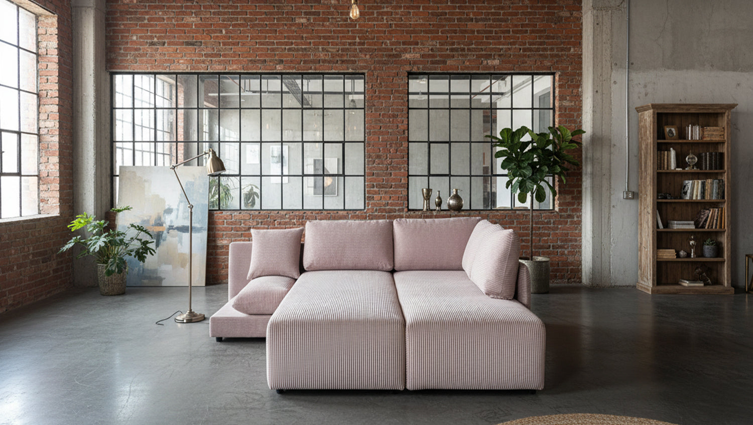 KAWOLA Schlafsofa SADIRA Ecksofa Cord taupe