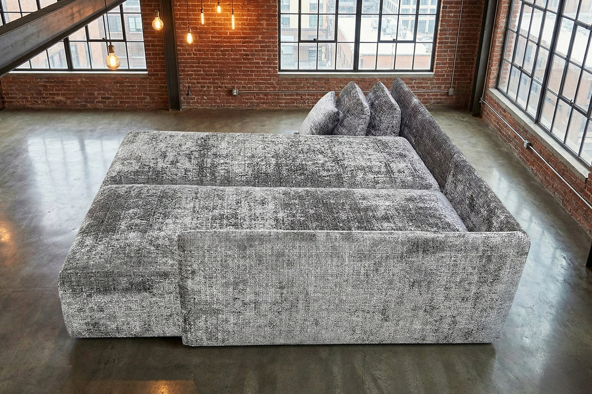 KAWOLA Schlafsofa SADIRA Ecksofa Stoff grau