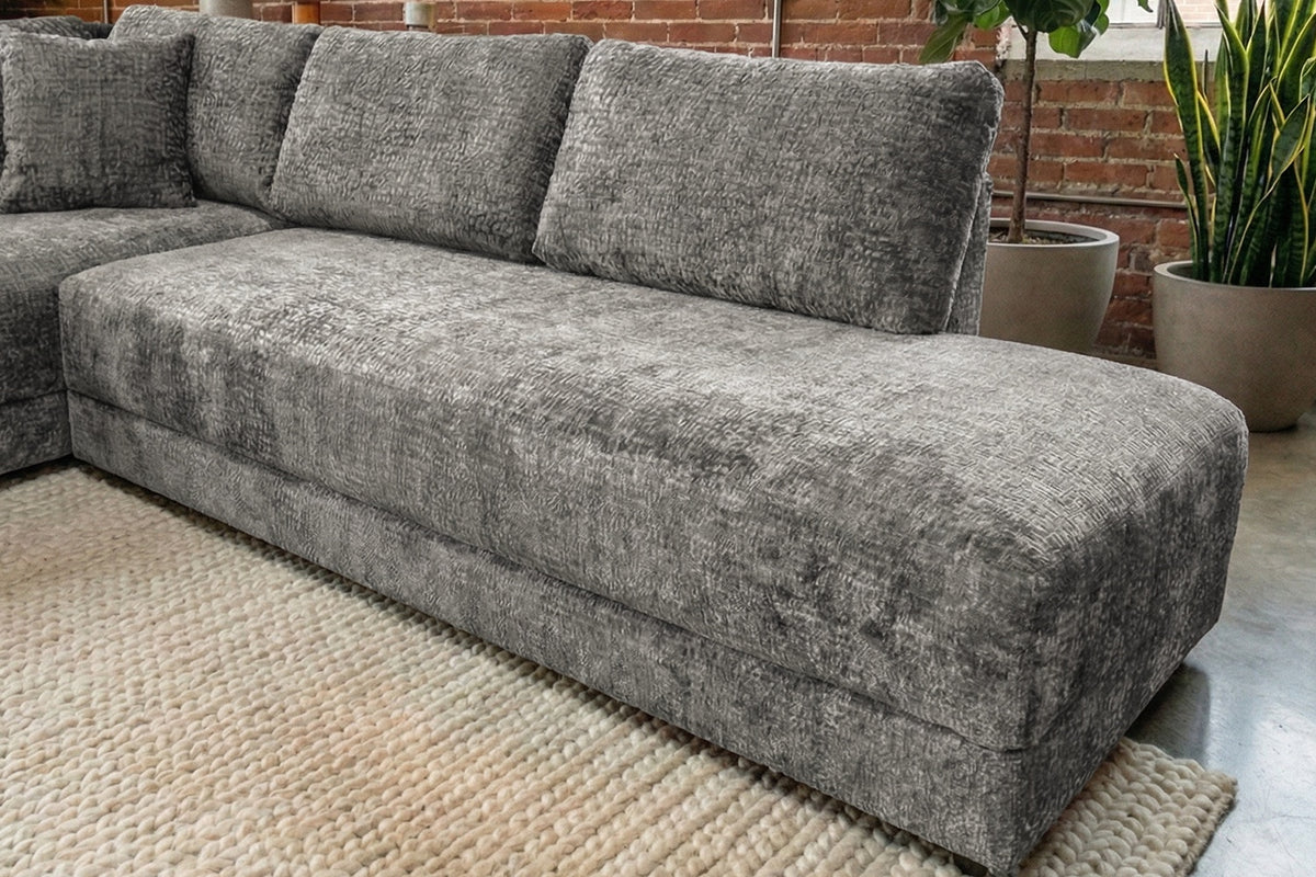 KAWOLA Schlafsofa SADIRA Ecksofa Stoff grau