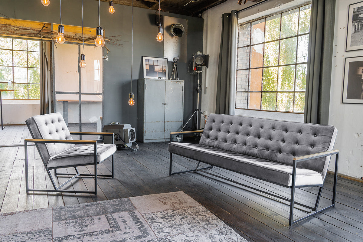 KAWOLA Sessel ARLY Polstersessel Bezug Velvet grau
