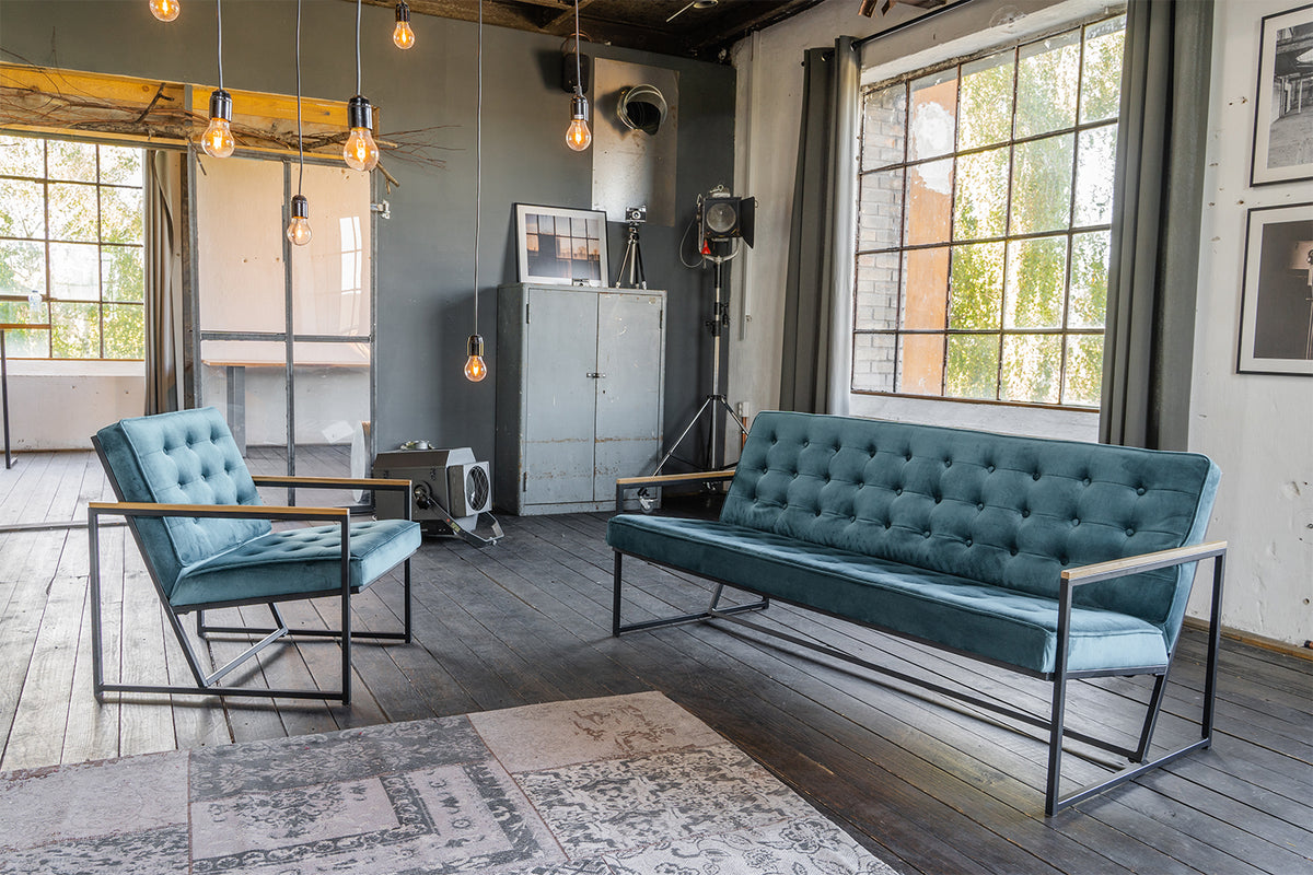 KAWOLA Sessel ARLY Polstersessel Bezug Velvet petrol