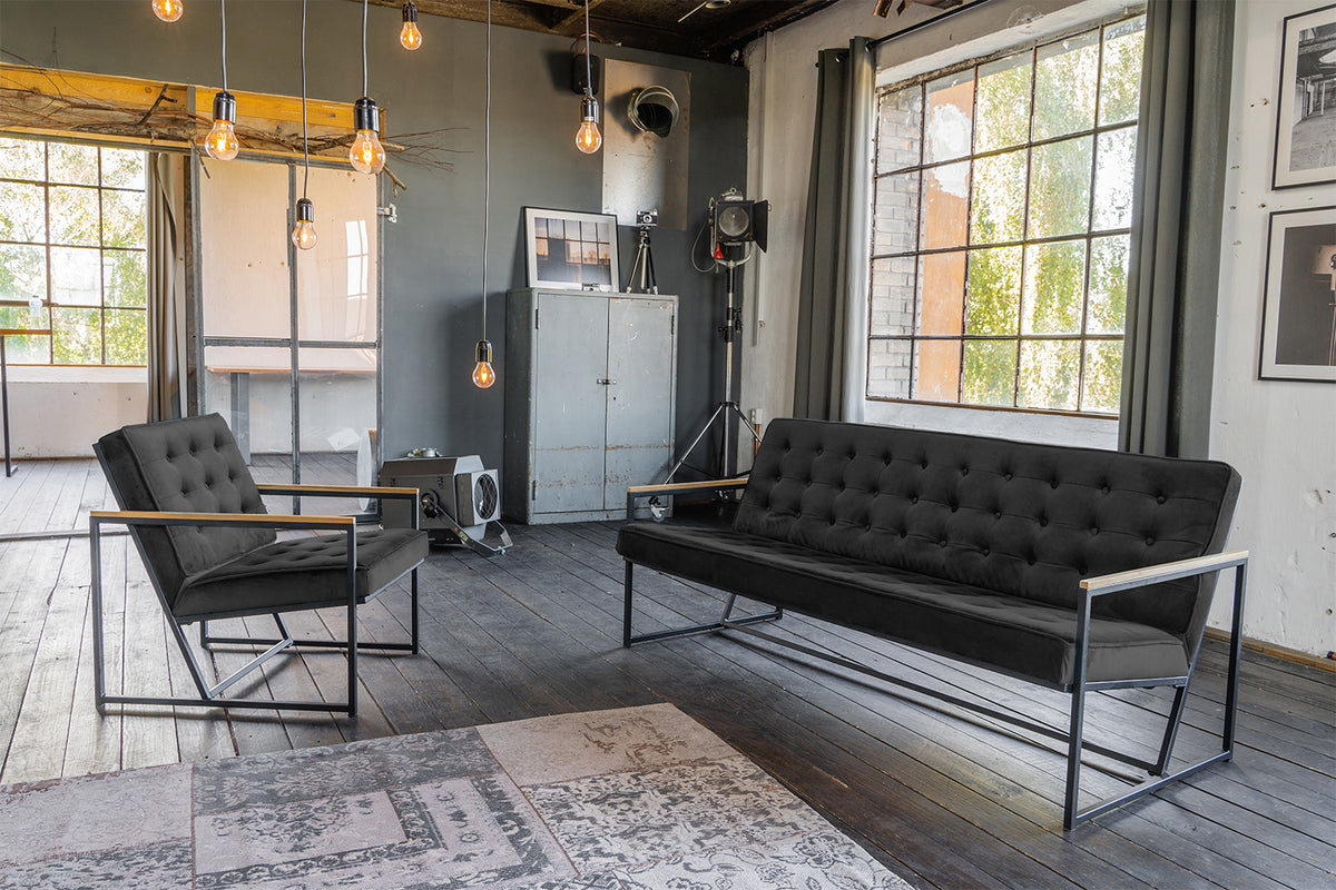 KAWOLA Sessel ARLY Polstersessel Bezug Velvet schwarz
