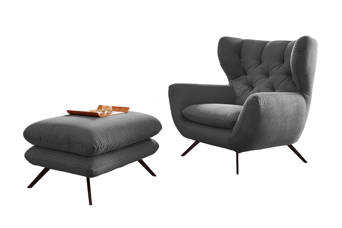 KAWOLA Sessel CHARME Hochlehnsessel Cord grau