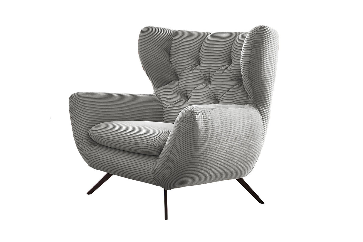 KAWOLA Sessel CHARME Hochlehnsessel Cord hellgrau