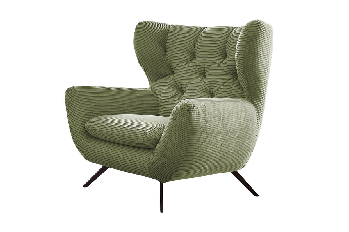 KAWOLA Sessel CHARME Hochlehnsessel Cord olivgrün