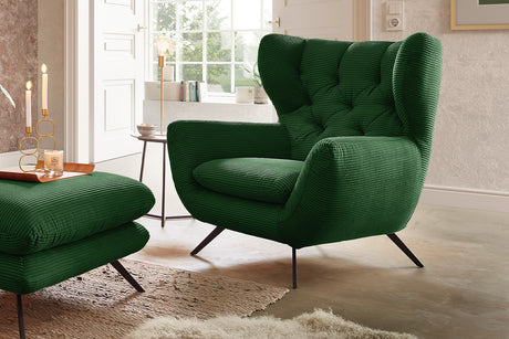 KAWOLA Sessel CHARME Hochlehnsessel Cord smaragd