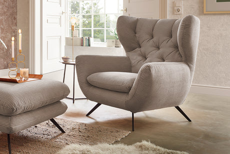 KAWOLA Sessel CHARME Hochlehnsessel Cord taupe