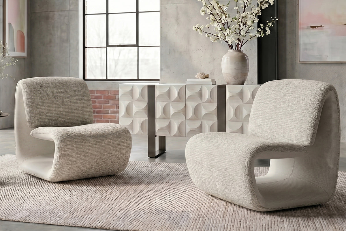 KAWOLA Sessel HAZEL Loungesessel Stoff / Kunstleder grau