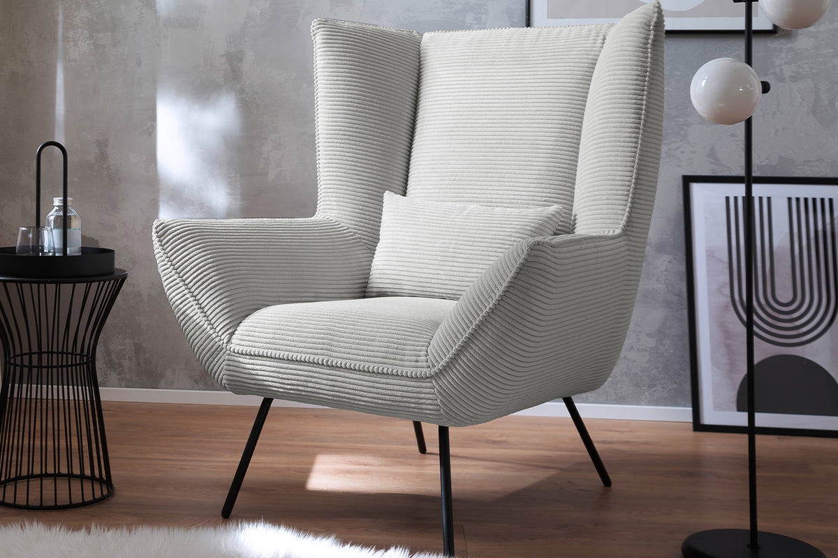 KAWOLA Sessel IVA Relaxsessel Cord hellgrau
