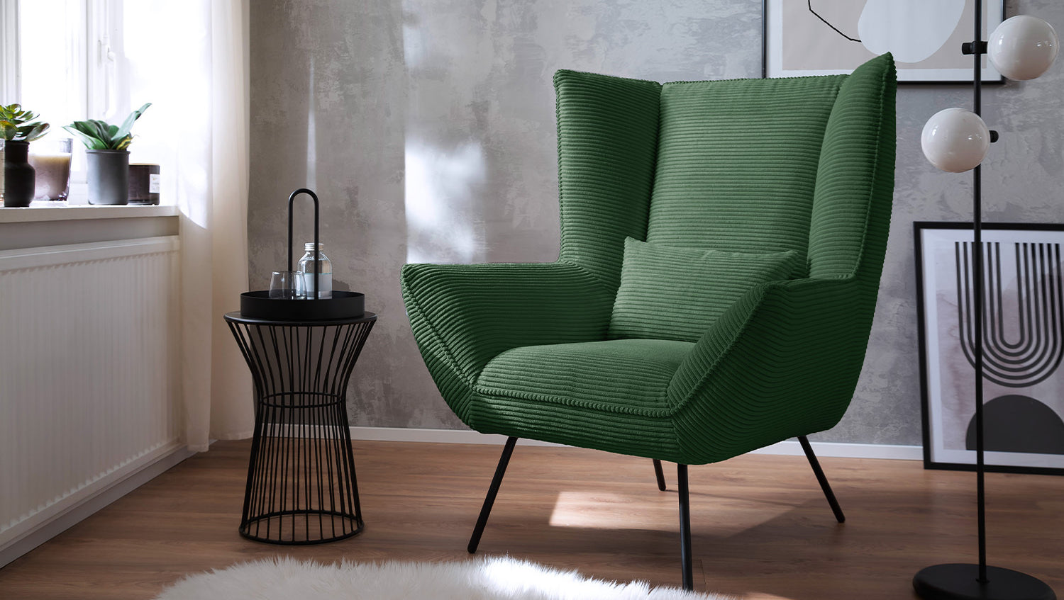 KAWOLA Sessel IVA Relaxsessel Cord smaragd