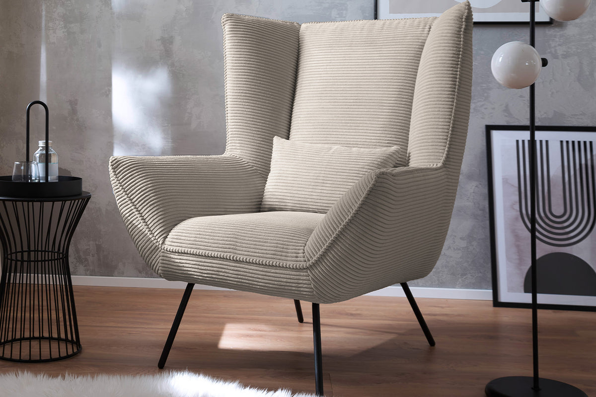 KAWOLA Sessel IVA Relaxsessel Cord steingrau