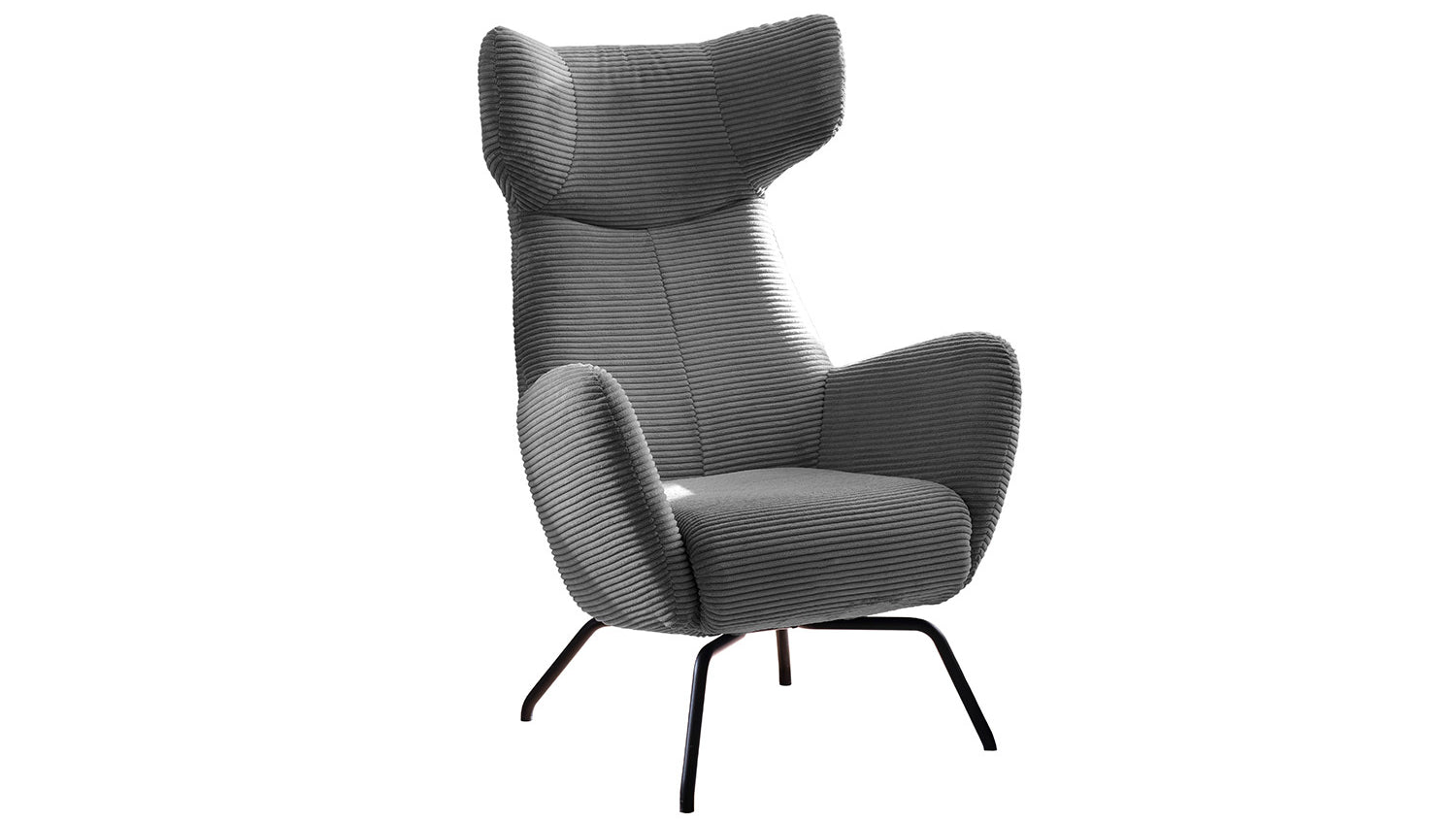 KAWOLA Sessel LOTTE Ohrensessel Cord grau