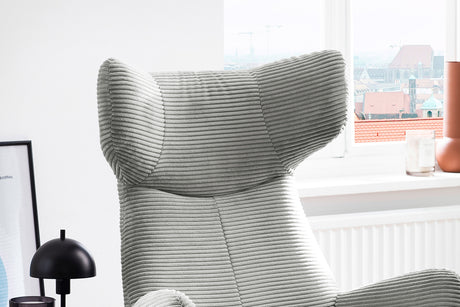 KAWOLA Sessel LOTTE Ohrensessel Cord hellgrau