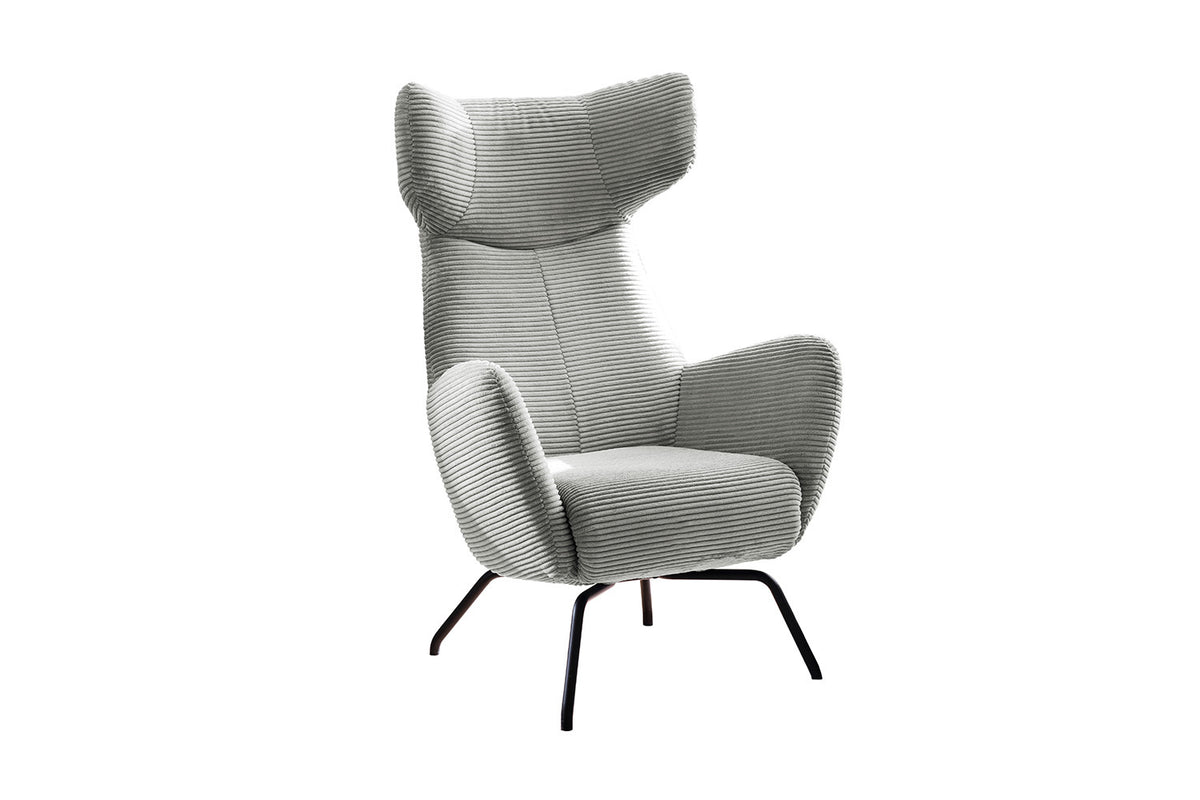 KAWOLA Sessel LOTTE Ohrensessel Cord hellgrau