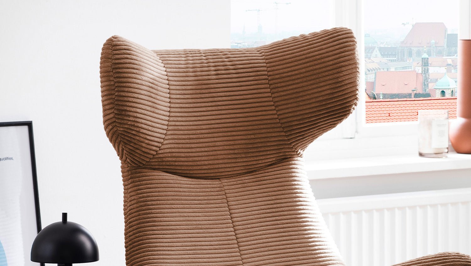 KAWOLA Sessel LOTTE Ohrensessel Cord rost