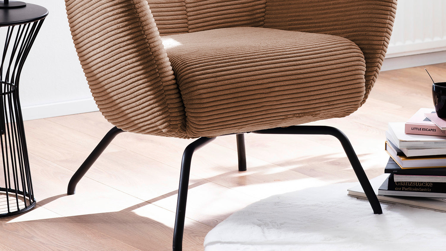 KAWOLA Sessel LOTTE Ohrensessel Cord rost