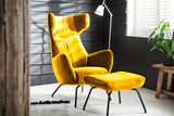 KAWOLA Sessel LOTTE Ohrensessel velvet curry mit Hocker