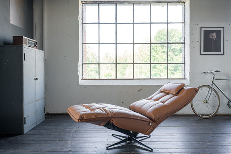 KAWOLA Sessel MIKO Relaxsessel drehbar Leder braun