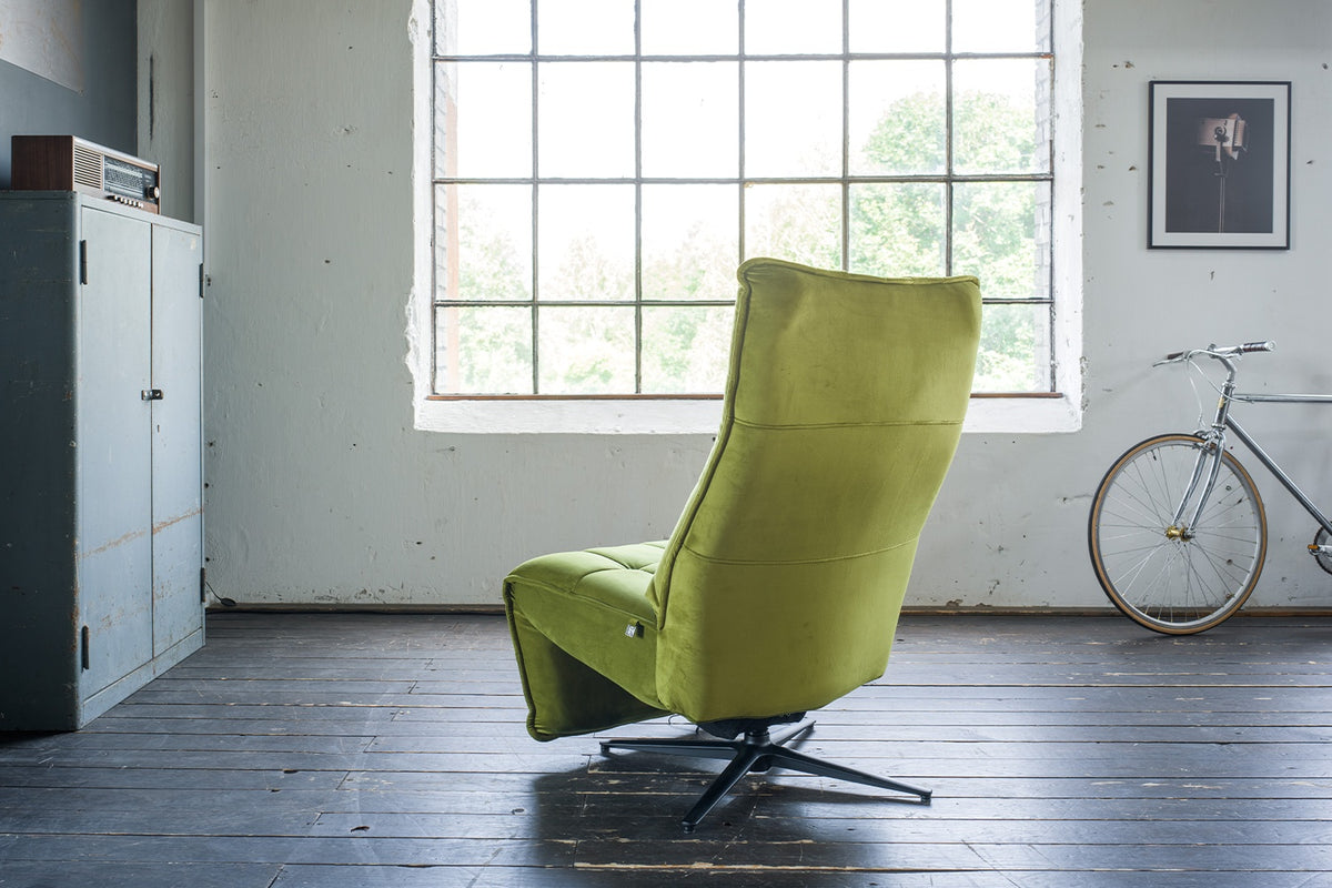 KAWOLA Sessel MIKO Relaxsessel drehbar Velvet grün