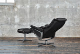 KAWOLA Sessel MODO Relaxsessel drehbar Leder schwarz mit Hocker