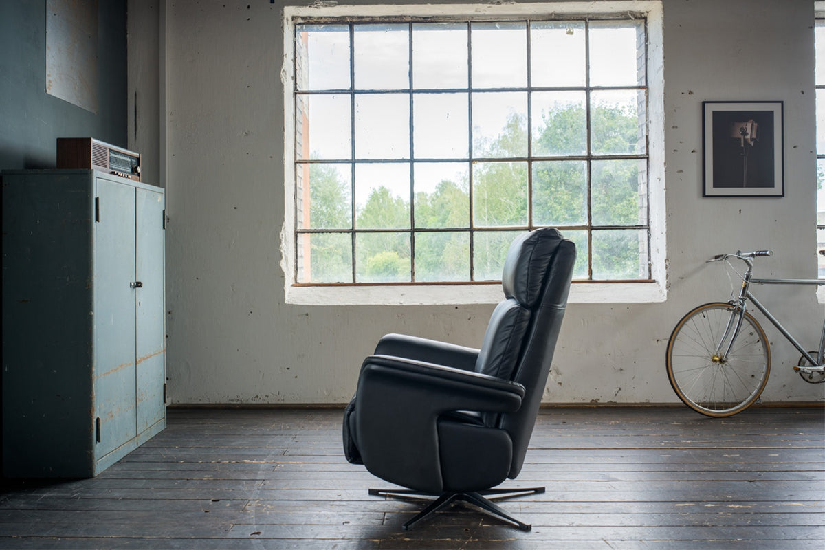 KAWOLA Sessel NAMA Relaxsessel drehbar Leder schwarz