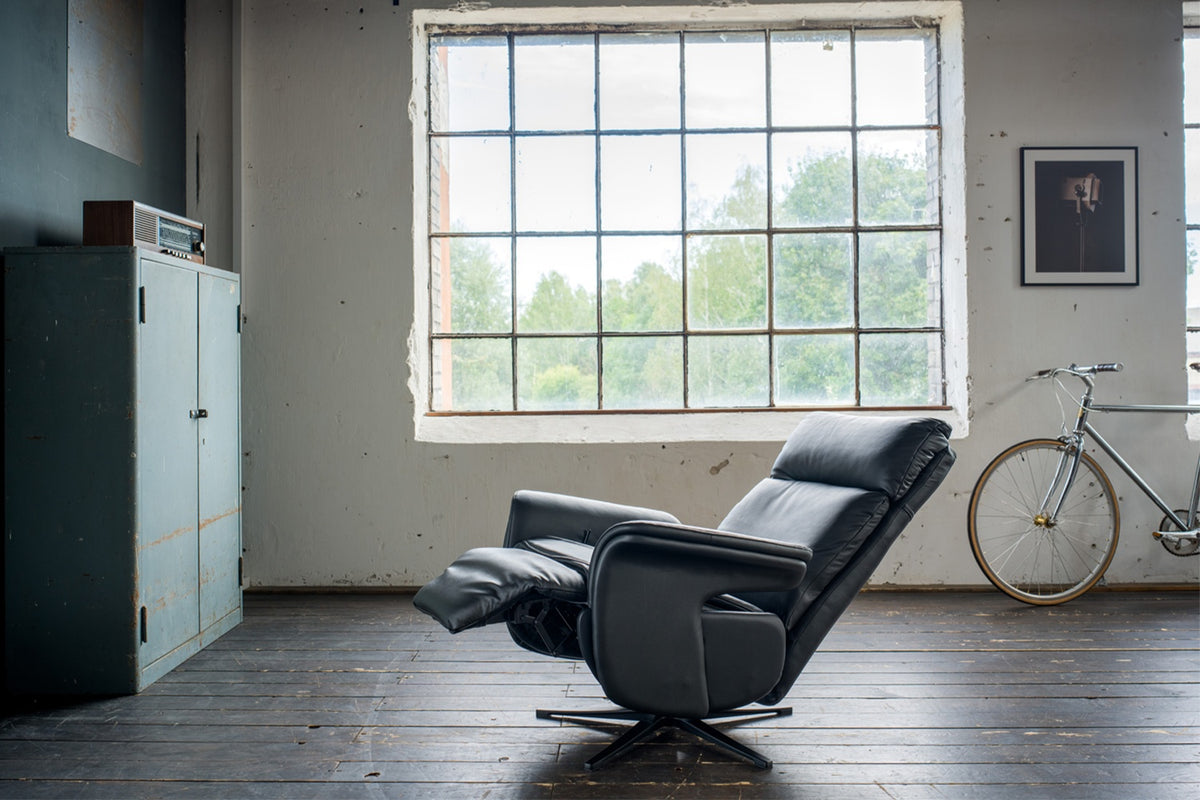 KAWOLA Sessel NAMA Relaxsessel drehbar Leder schwarz