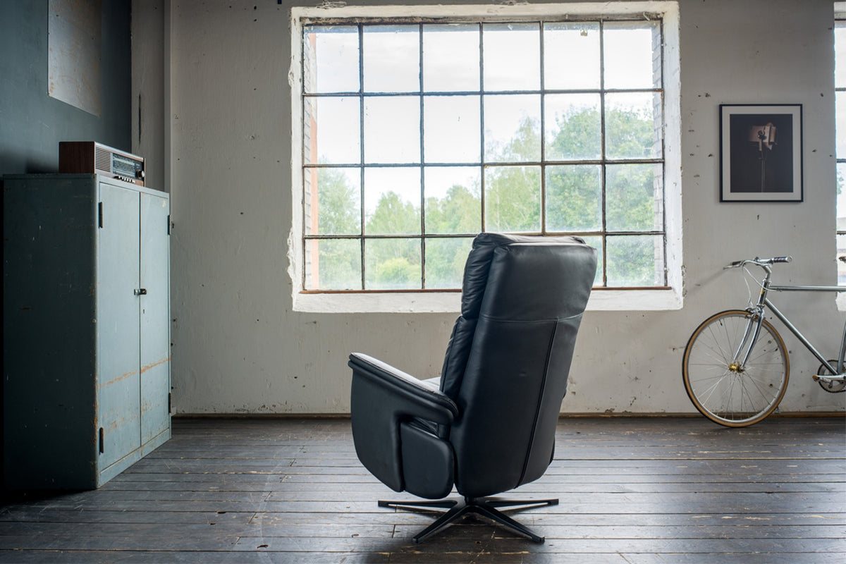 KAWOLA Sessel NAMA Relaxsessel drehbar Leder schwarz