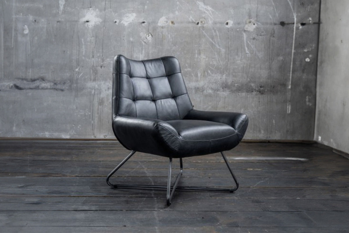 KAWOLA Sessel Snooze Leder schwarz B/H/T: