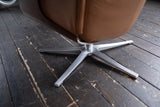 KAWOLA Sessel TOSAR Relaxsessel drehbar Leder braun mit Hocker