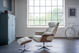 KAWOLA Sessel TOSAR Relaxsessel drehbar Leder grau mit Hocker