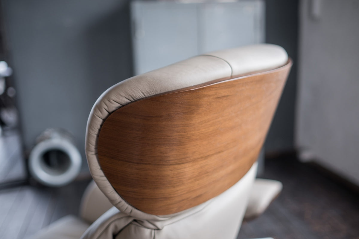 KAWOLA Sessel TOSAR Relaxsessel drehbar Leder grau mit Hocker