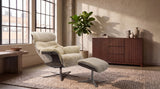 KAWOLA Sessel TOSAR Relaxsessel drehbar Schaffell beige mit Hocker