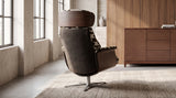 KAWOLA Sessel TOSAR Relaxsessel drehbar Stoff Retro-Design braun mit Hocker