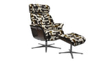 KAWOLA Sessel TOSAR Relaxsessel drehbar Stoff Retro-Design braun mit Hocker