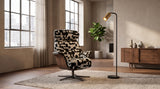 KAWOLA Sessel TOSAR Relaxsessel drehbar Stoff Retro-Design grün mit Hocker
