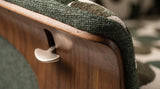 KAWOLA Sessel TOSAR Relaxsessel drehbar Stoff Retro-Design grün mit Hocker
